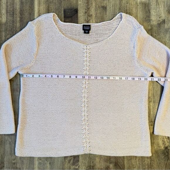 Eileen Fisher Women’s V Neck Heavy Knit Cotton Pullover Sweater Pink Size Large - Picture 8 of 10